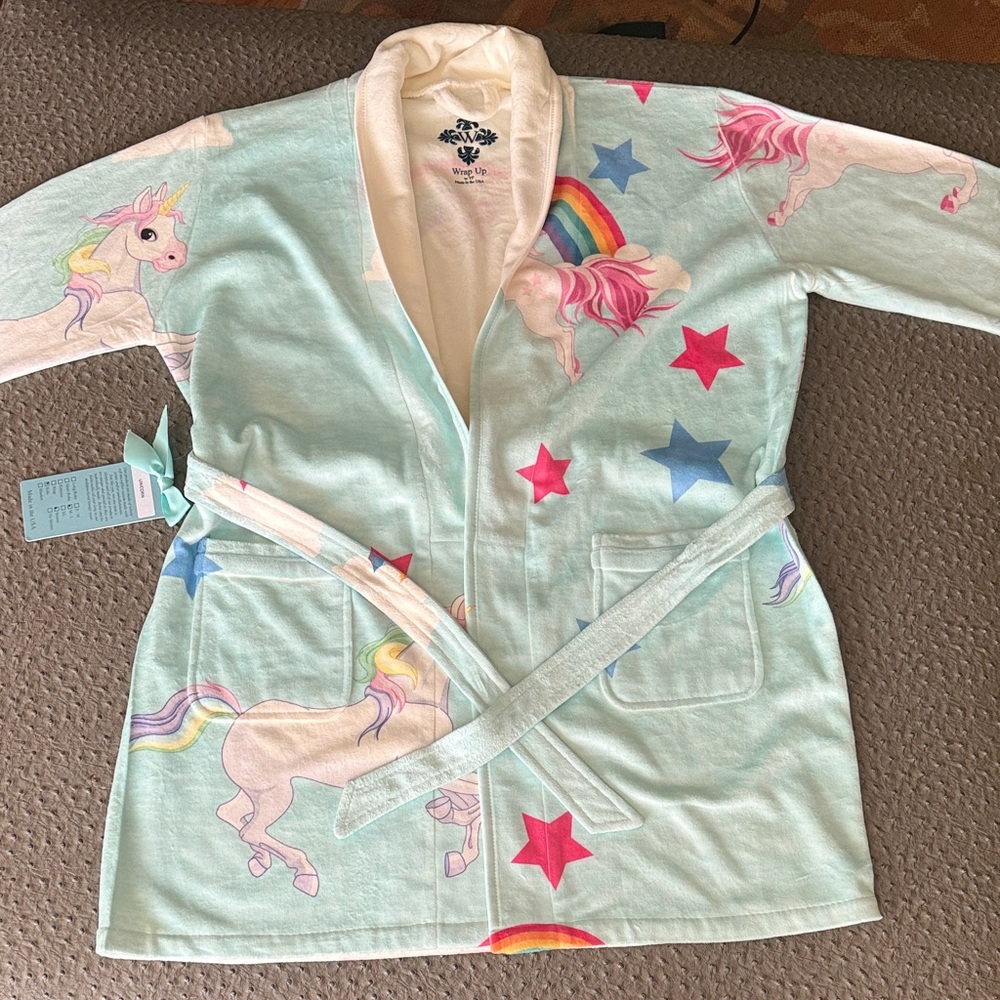 Magical Unicorn Kids Robe - Pastel Blue